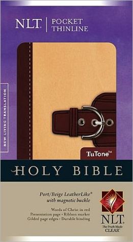 NLT Pocket Thinline Bible: New Living Translation, Port/Beige LeatherLike, Magnetic Buckle