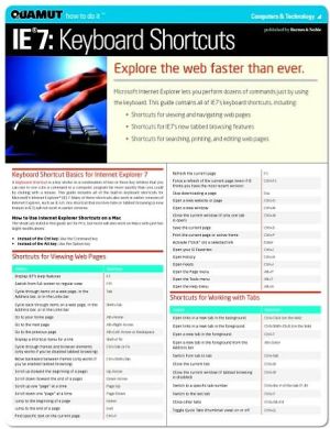 Internet Explorer 7 Keyboard Shortcuts (Quamut)